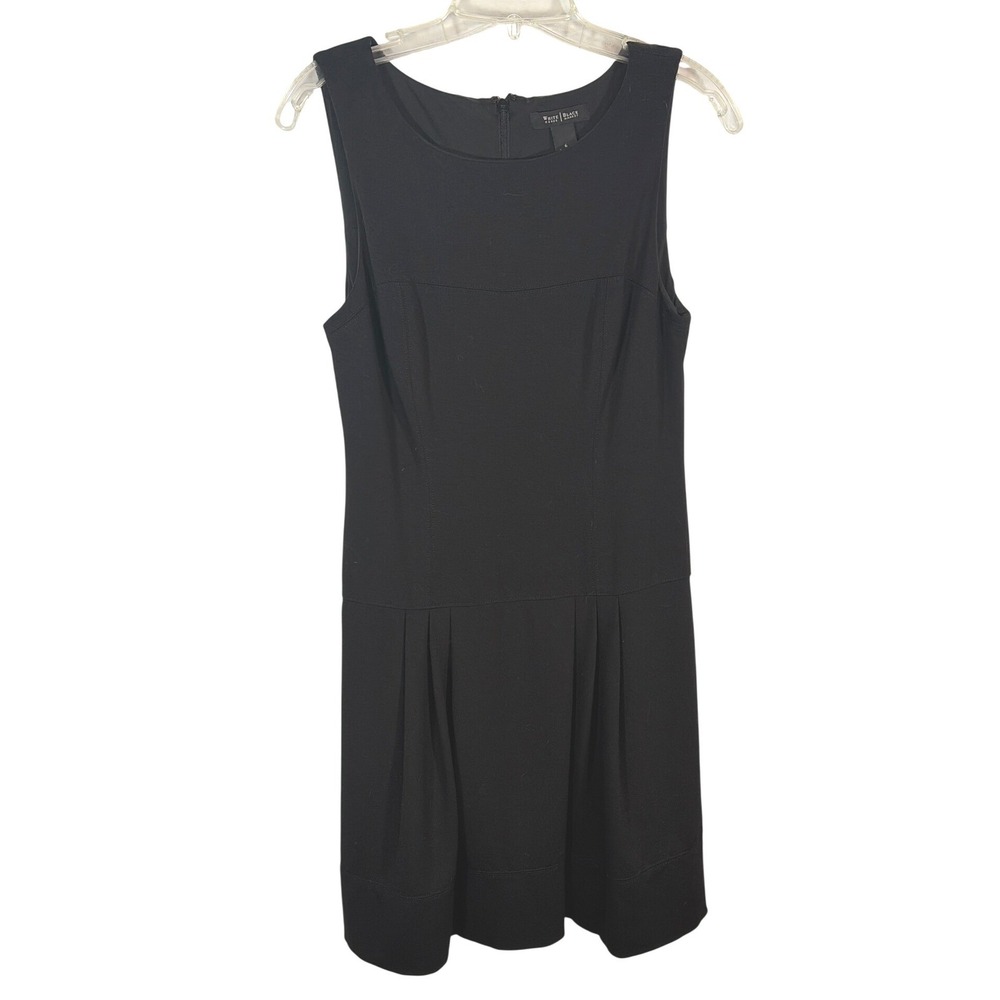 White House Black Market Womens Classic Pleated Sheath Dress Black S6 LBD Party